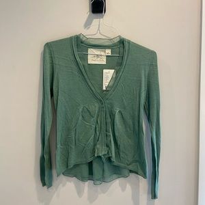 Green Knit Sweater Top with tulle detail